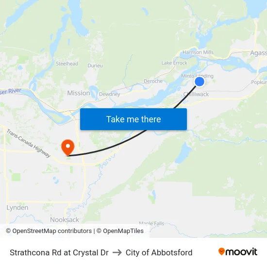 Strathcona Rd at Crystal Dr to City of Abbotsford map