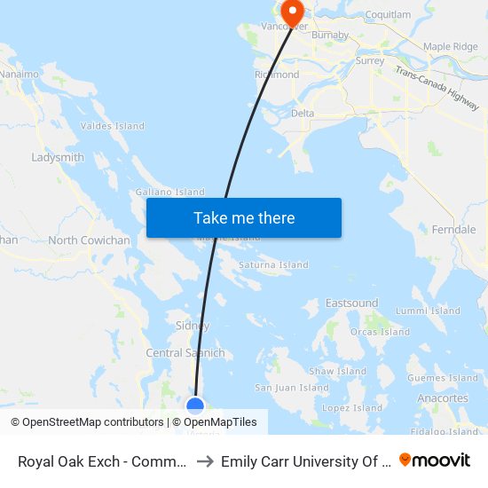 Royal Oak Exch - Commonwealth Place to Emily Carr University Of Art And Design map