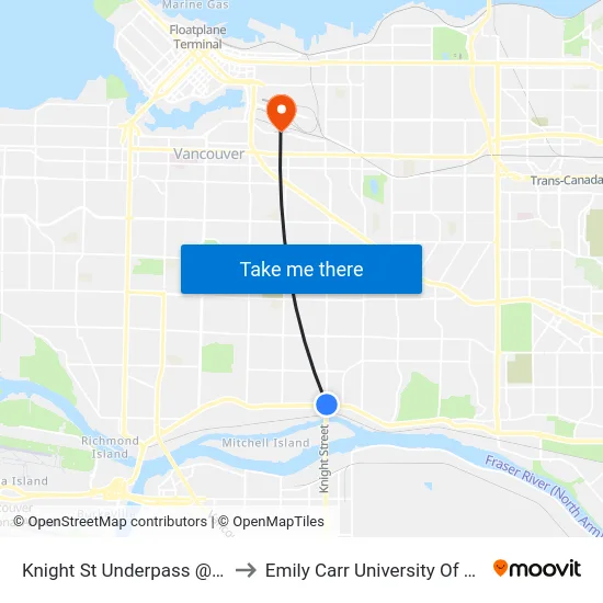 Knight St Underpass @ SE Marine Dr to Emily Carr University Of Art And Design map