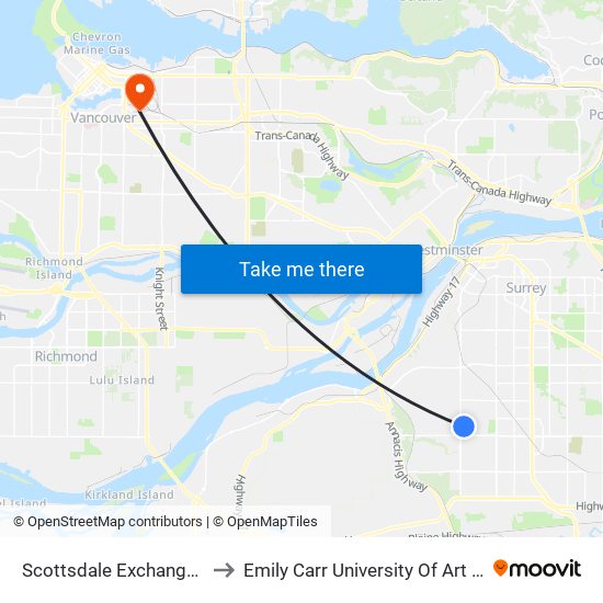 Scottsdale Exchange @ Bay 3 to Emily Carr University Of Art And Design map