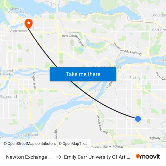 Newton Exchange @ Bay 3 to Emily Carr University Of Art And Design map