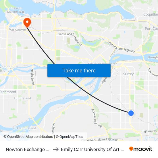 Newton Exchange @ Bay 4 to Emily Carr University Of Art And Design map