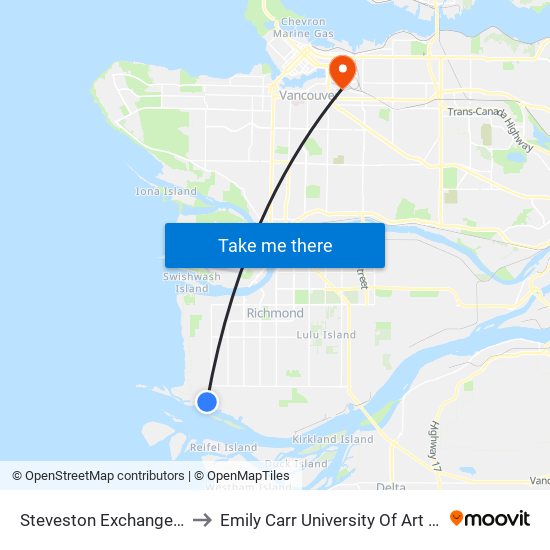 Steveston Exchange @ Bay 3 to Emily Carr University Of Art And Design map