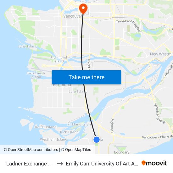 Ladner Exchange @ Bay 3 to Emily Carr University Of Art And Design map