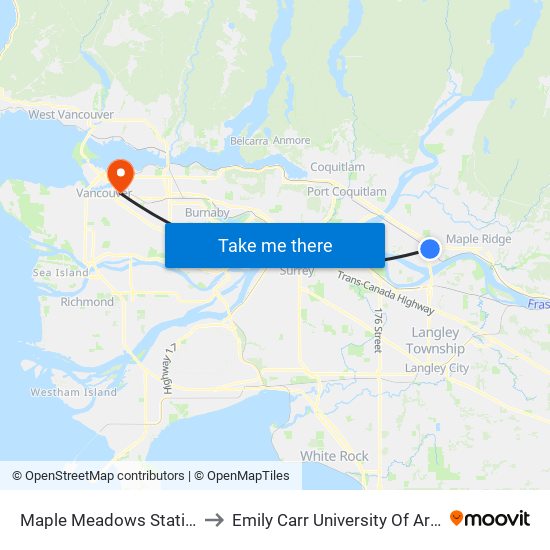 Maple Meadows Station @ Bay 2 to Emily Carr University Of Art And Design map