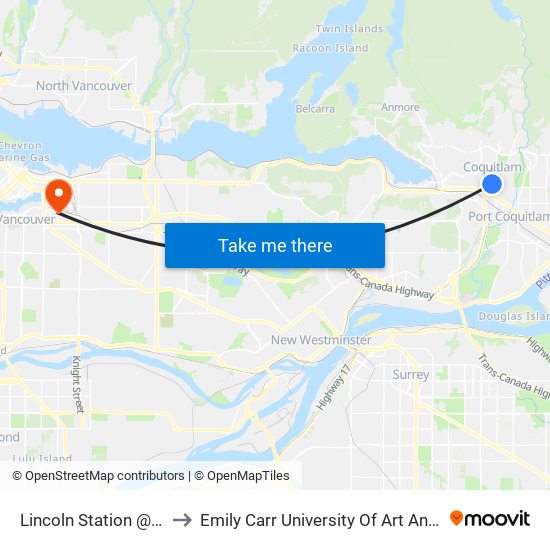 Lincoln Station @ Bay 2 to Emily Carr University Of Art And Design map