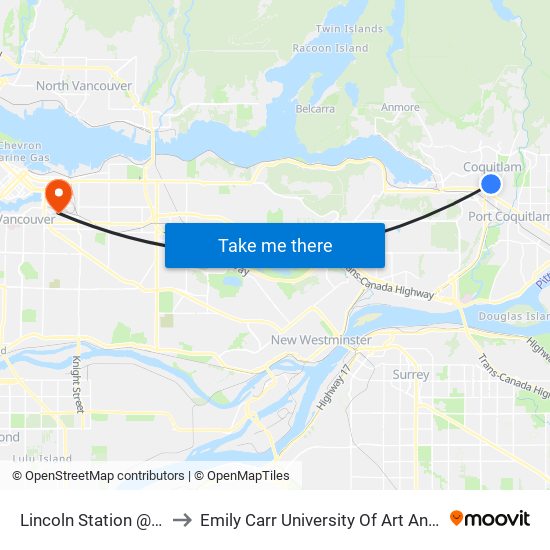 Lincoln Station @ Bay 1 to Emily Carr University Of Art And Design map