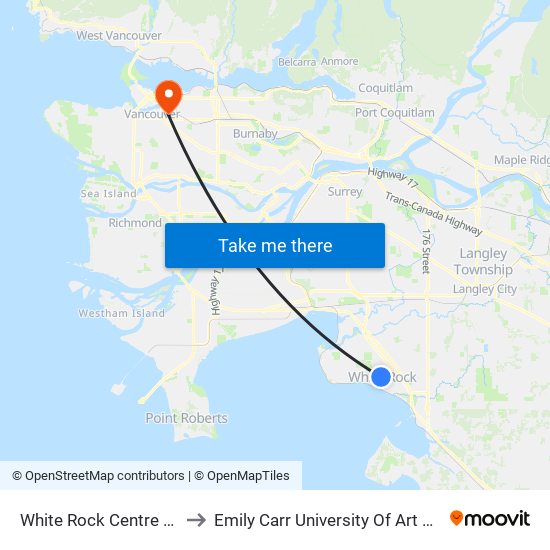White Rock Centre @ Bay 4 to Emily Carr University Of Art And Design map