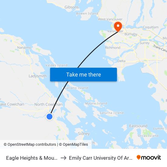 Eagle Heights & Mountain View to Emily Carr University Of Art And Design map