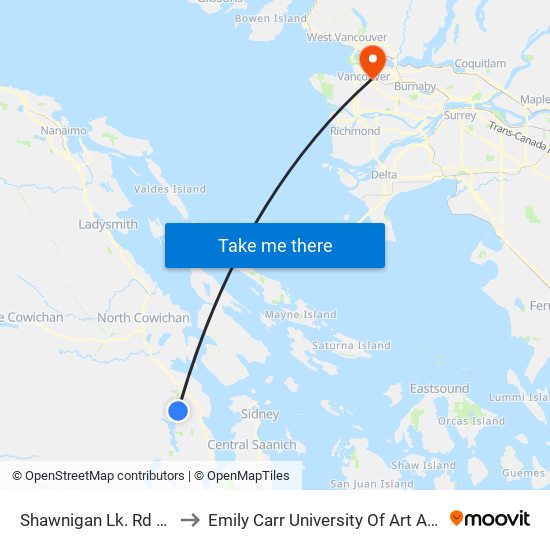Shawnigan Lk. Rd & Thain to Emily Carr University Of Art And Design map