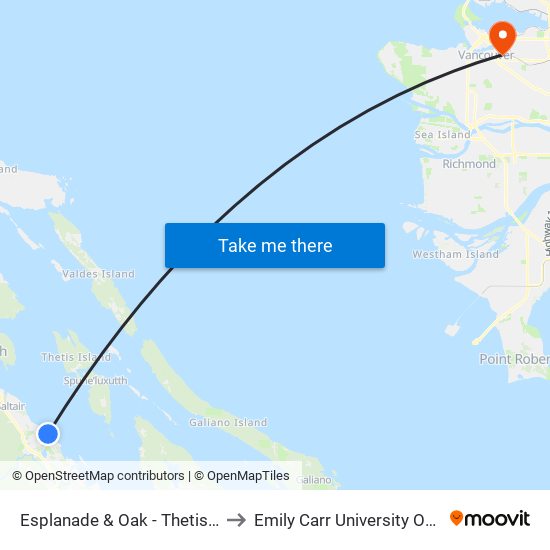Esplanade & Oak - Thetis/Penelakut Ferry to Emily Carr University Of Art And Design map