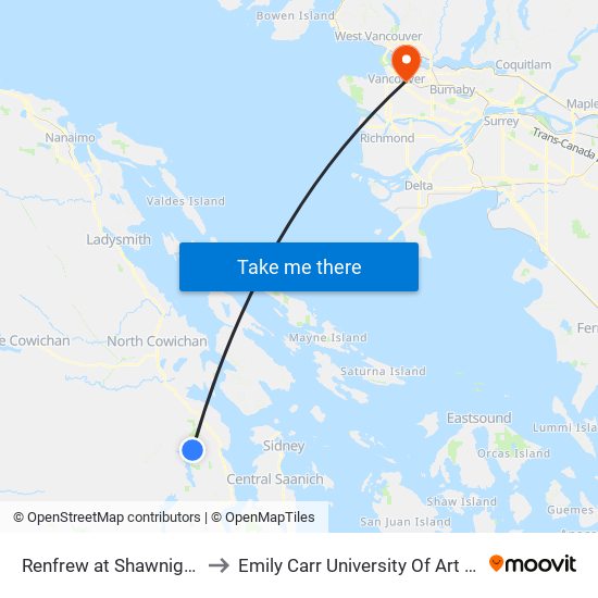 Renfrew at Shawnigan Lk. Rd to Emily Carr University Of Art And Design map
