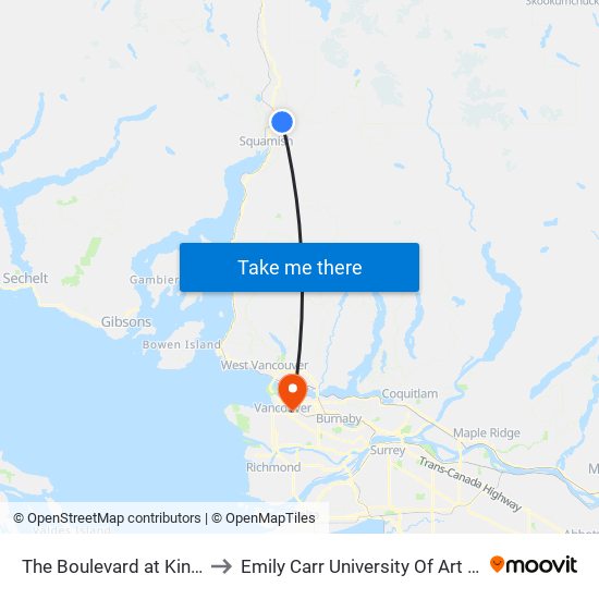 The Boulevard at Kintyre (EB) to Emily Carr University Of Art And Design map