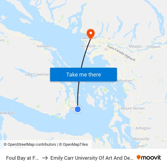 Foul Bay at Fort to Emily Carr University Of Art And Design map