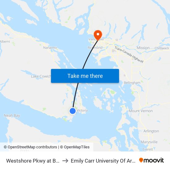 Westshore Pkwy at Bombardier to Emily Carr University Of Art And Design map