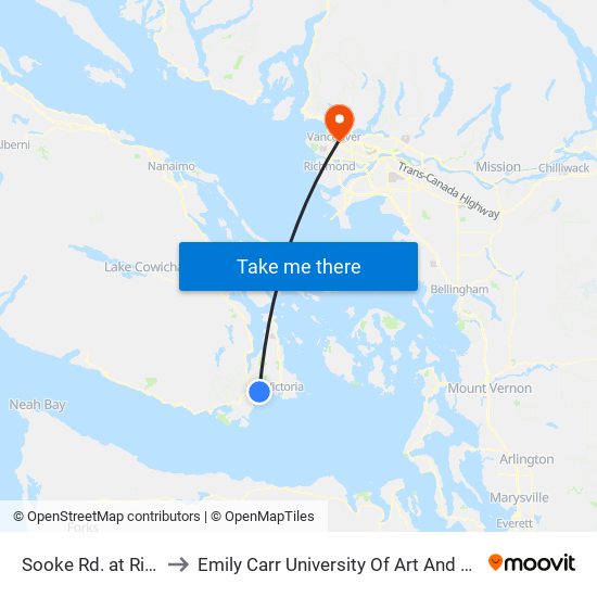 Sooke Rd. at Ridley to Emily Carr University Of Art And Design map