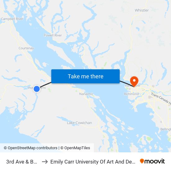 3rd Ave & Bute to Emily Carr University Of Art And Design map