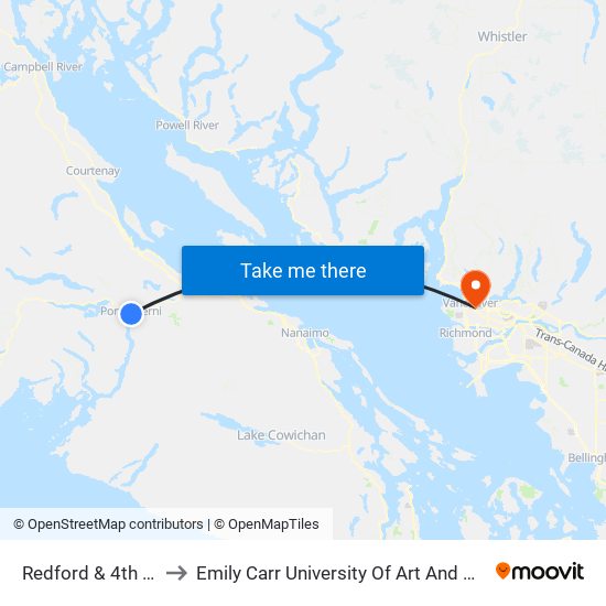 Redford & 4th Ave to Emily Carr University Of Art And Design map