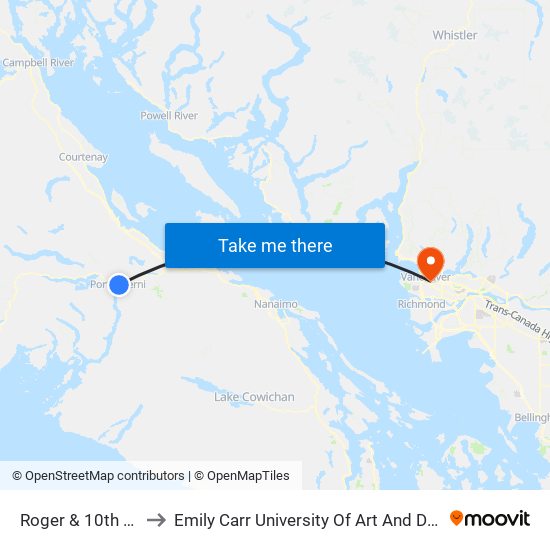 Roger & 10th Ave to Emily Carr University Of Art And Design map