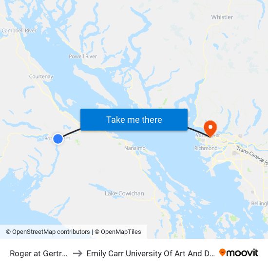 Roger at Gertrude to Emily Carr University Of Art And Design map