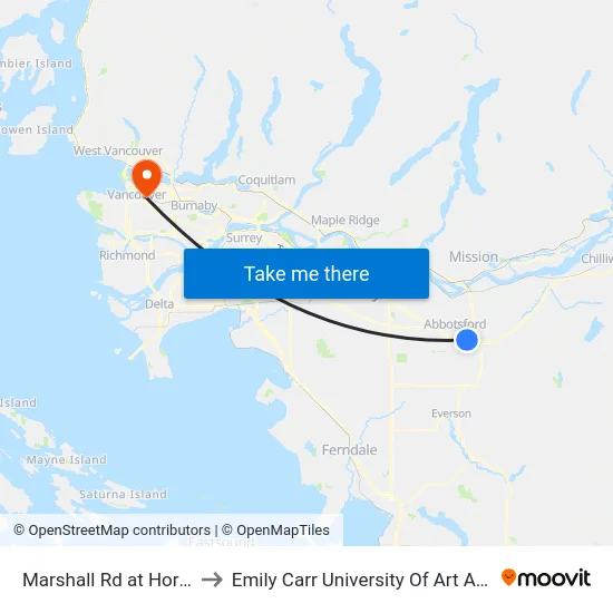 Marshall Rd at Horizon St to Emily Carr University Of Art And Design map