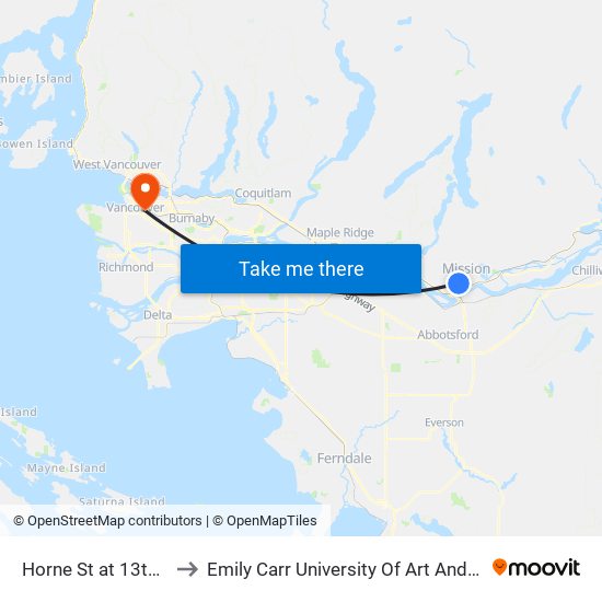 Horne & 13 Av to Emily Carr University Of Art And Design map