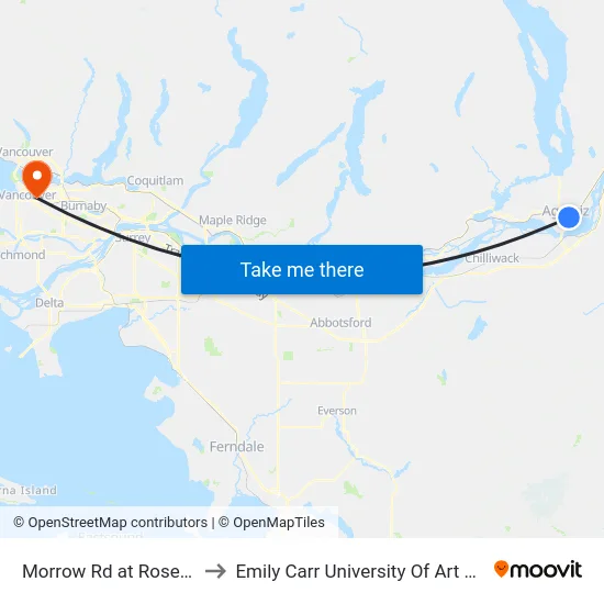 Morrow Rd at Rosevale Ave to Emily Carr University Of Art And Design map
