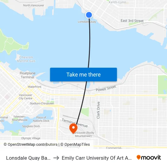 Lonsdale Quay Bay 3,7,8 to Emily Carr University Of Art And Design map