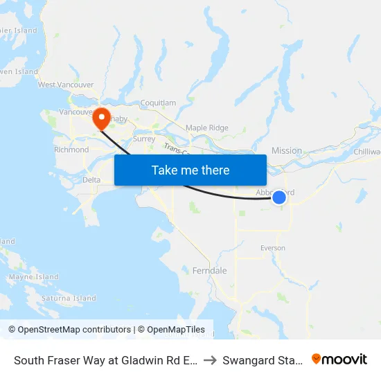 South Fraser Way at Gladwin Rd East Side to Swangard Stadium map