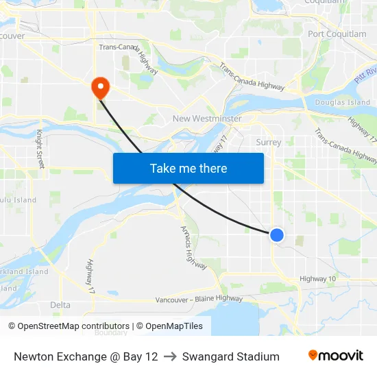 Newton Exchange @ Bay 12 to Swangard Stadium map