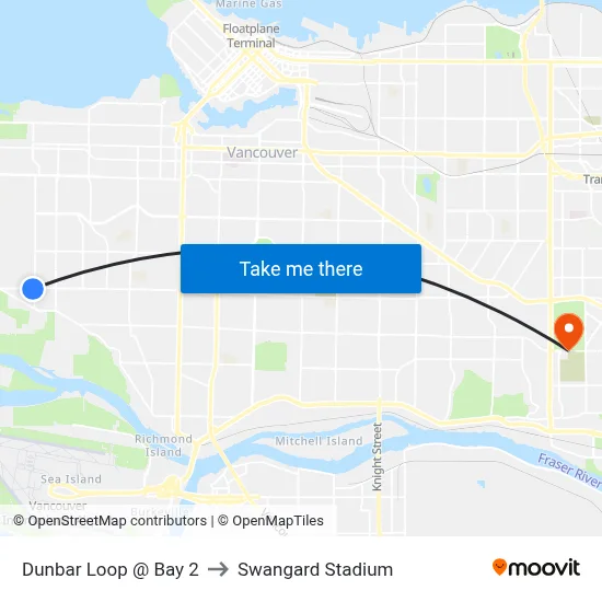 Dunbar Loop @ Bay 2 to Swangard Stadium map
