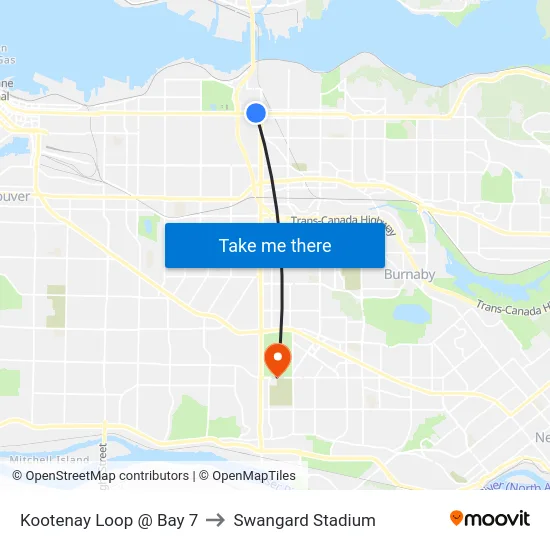 Kootenay Loop @ Bay 7 to Swangard Stadium map