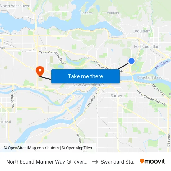 Northbound Mariner Way @ Riverview Cres to Swangard Stadium map