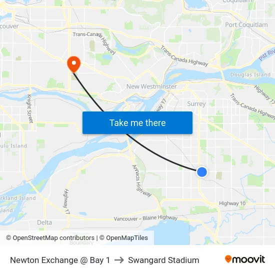 Newton Exchange @ Bay 1 to Swangard Stadium map