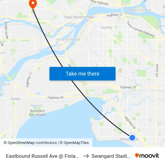 Eastbound Russell Ave @ Finlay St to Swangard Stadium map