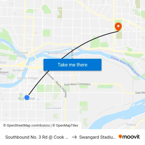 Southbound No. 3 Rd @ Cook Rd to Swangard Stadium map