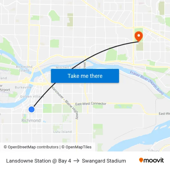 Lansdowne Station @ Bay 4 to Swangard Stadium map