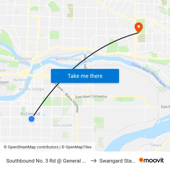 Southbound No. 3 Rd @ General Currie Rd to Swangard Stadium map
