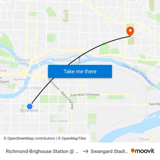 Richmond-Brighouse Station @ Bay 3 to Swangard Stadium map