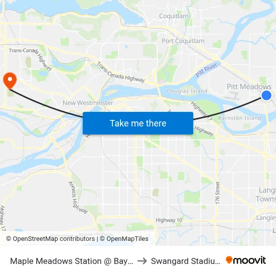 Maple Meadows Station @ Bay 3 to Swangard Stadium map
