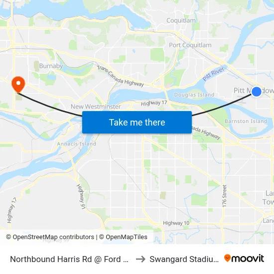 Northbound Harris Rd @ Ford Rd to Swangard Stadium map
