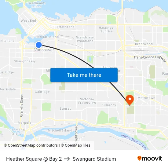 Heather Square @ Bay 2 to Swangard Stadium map