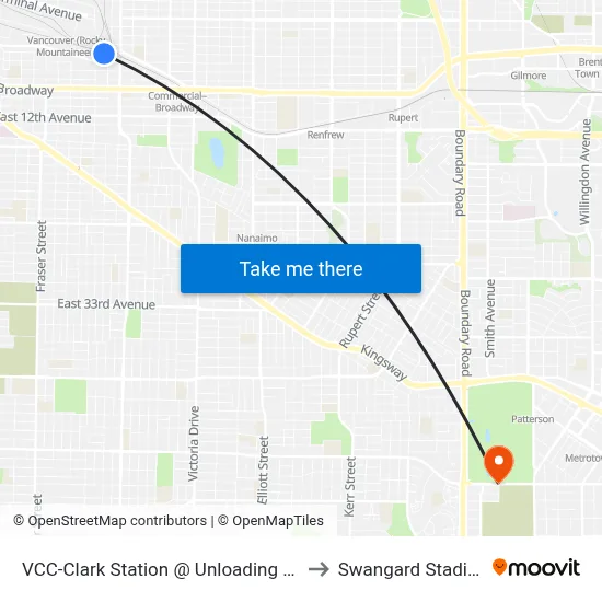 VCC-Clark Station @ Unloading Only to Swangard Stadium map