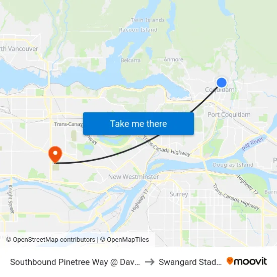 Southbound Pinetree Way @ David Ave to Swangard Stadium map