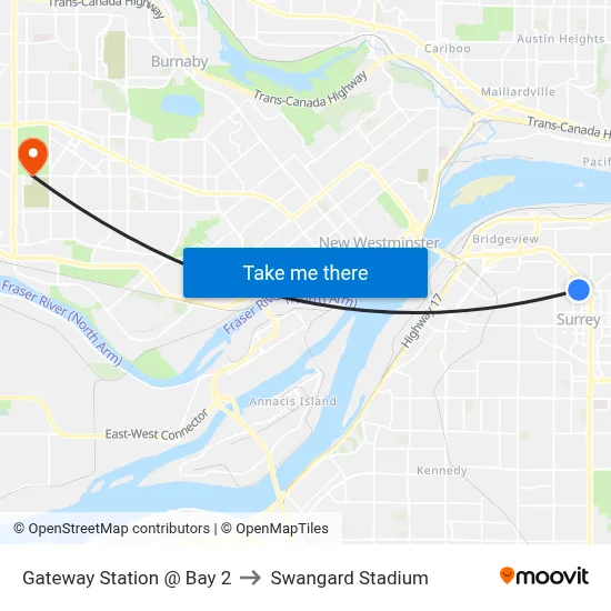 Gateway Station @ Bay 2 to Swangard Stadium map