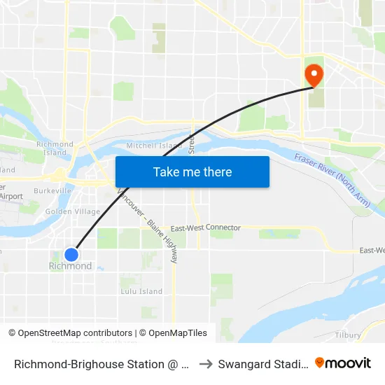 Richmond-Brighouse Station @ Bay 5 to Swangard Stadium map