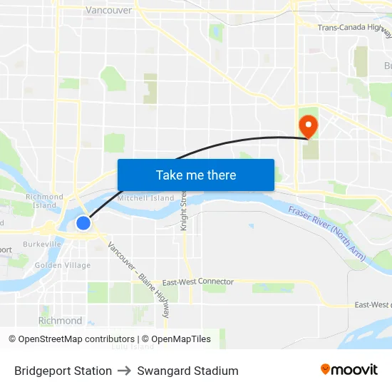 Bridgeport Station to Swangard Stadium map