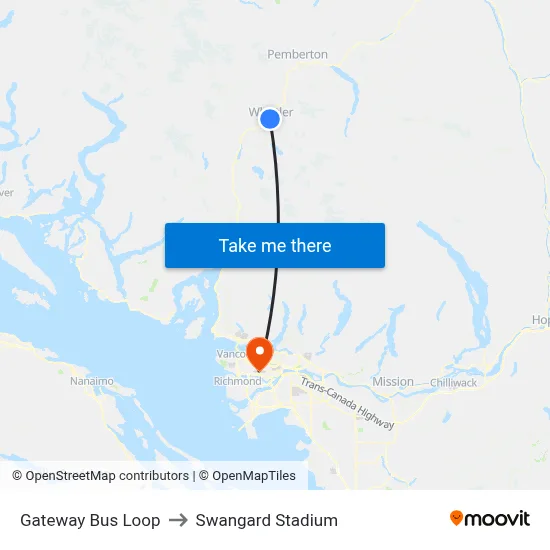 Gateway Bus Loop to Swangard Stadium map