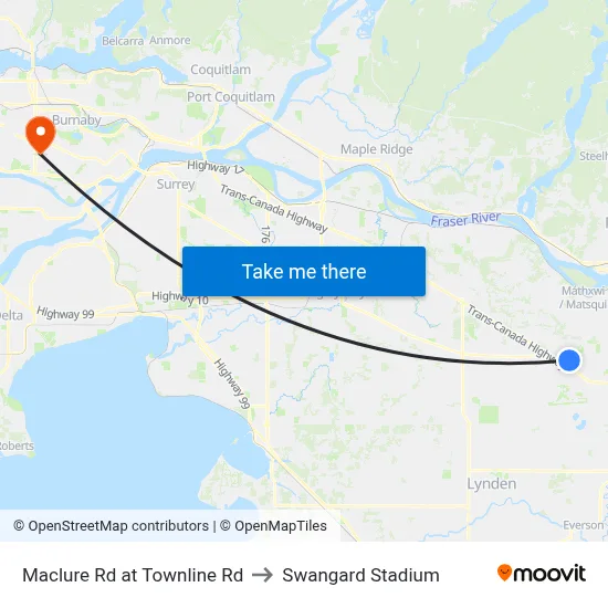 Maclure Rd at Townline Rd to Swangard Stadium map