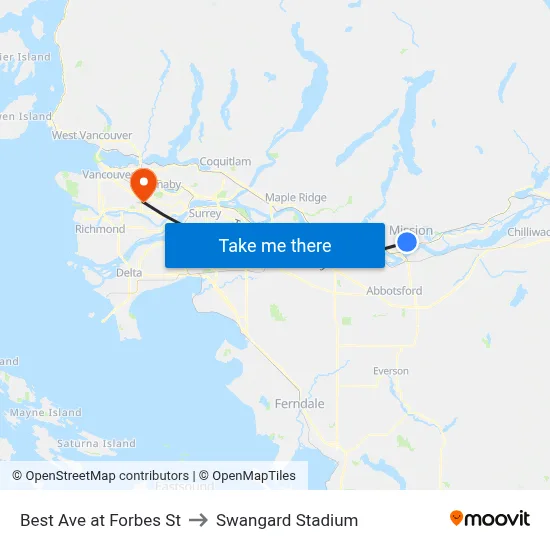 Best Ave at Forbes St to Swangard Stadium map
